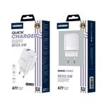 Adapter A77 hišni polnilec 3.0A Quick Charge 22,5W vhod USB A s kablom Micro USB - (EU Blister) bel