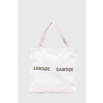 Torbica Samsoe Samsoe roza barva - roza. Velika nakupovalna torbica iz kolekcije Samsoe Samsoe. Model brez zapenjanja, izdelan iz tekstilnega materiala.