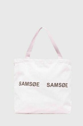 Torbica Samsoe Samsoe roza barva - roza. Velika nakupovalna torbica iz kolekcije Samsoe Samsoe. Model brez zapenjanja