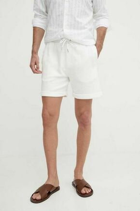 Bombažne kratke hlače BOSS bela barva
