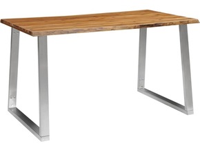 VIDAXL Jedilna miza 140x80x75 cm trden akacijev les in nerjaveče jeklo