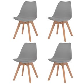 VidaXL Jedilni stoli 4 kosi umetno usnje in masiven les sive barve