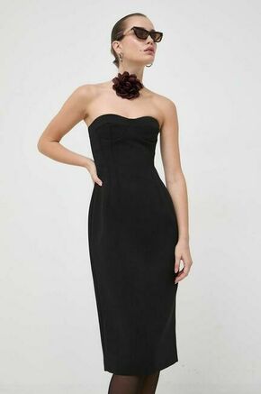 Obleka MAX&amp;Co. x Anna Dello Russo črna barva - črna. Obleka iz kolekcije MAX&amp;Co. Model izdelan iz enobarvne tkanine. Poliester zagotavlja večjo odpornost na gubanje.