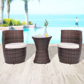 VidaXL Komplet stolov in mizice 5 delni poli ratan rjave barve