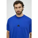 Kratka majica adidas Z.N.E moška - modra. Kratka majica iz kolekcije adidas, izdelana iz tanke, elastične pletenine. Model iz izjemno udobne tkanine z visoko vsebnostjo bombaža.