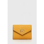 Usnjena denarnica MICHAEL Michael Kors ženski, črna barva - rumena. Mala denarnica iz kolekcije MICHAEL Michael Kors. Model izdelan iz naravnega usnja.