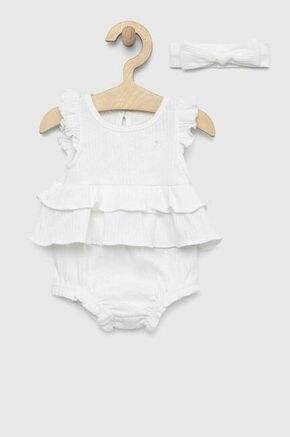 Otroški bombažni komplet GAP bela barva - bela. Komplet za dojenčke iz kolekcije GAP. Model izdelan iz elastične pletenine. Priložen trak za lase.