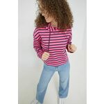 Bluza Tommy Jeans ženska, roza barva, s kapuco - roza. Mikica s kapuco iz kolekcije Tommy Jeans. Model izdelan iz rahlo elastične pletenine.