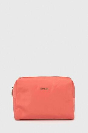 Kozmetična torbica Guess roza barva - roza. Srednje velika kozmetična torbica iz kolekcije Guess. Model izdelan iz tekstilnega materiala. Model je enostaven za čiščenje in vzdrževanje.