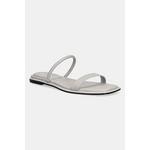 Calvin Klein Usnjeni natikači Calvin Klein FLAT SANDAL SQUARED 2-BAR LTH siva HW0HW02532