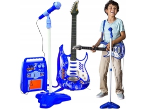 KRUZZEL otroški set LED električne kitare mikrofona in ojačevalca MP3 modra 00022409