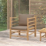 vidaXL Vrtni kavč s taupe blazinami bambus