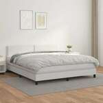 Greatstore Box spring postelja z vzmetnico bela 180x200 cm umetno usnje