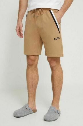 Bombažne kratke hlače BOSS bež barva - bež. Kratke hlače iz kolekcije BOSS. Model izdelan iz pletenine. Model iz izjemno udobne bombažne tkanine.