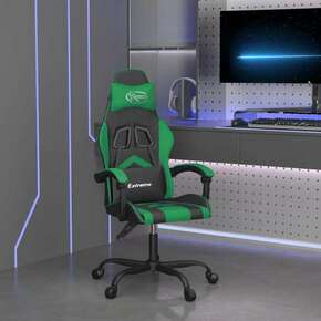 VidaXL Vrtljiv gaming stol črno in zeleno umetno usnje