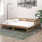 Greatstore Izvlečna dnevna postelja 2x(90x200) cm medeno rjava borovina