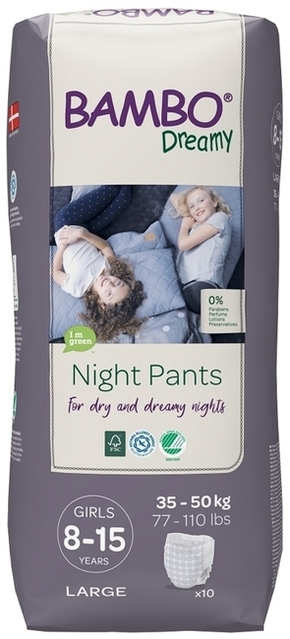 BAMBO Dreamy Night Pants Pleničke hlačke za enkratno uporabo za dekleta 8-15 let (35-50 kg) 10 kos