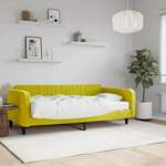 Greatstore Dnevna postelja z vzmetnico rumena 100x200 cm žamet