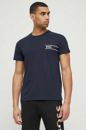 Bombažna kratka majica BOSS mornarsko modra barva - mornarsko modra. Kratka majica iz kolekcije BOSS. Model izdelan iz enobarvne pletenine. Izjemno udoben material