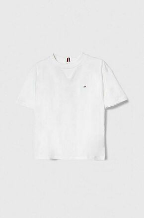 Otroška bombažna kratka majica Tommy Hilfiger bela barva - bela. Otroške lahkotna kratka majica iz kolekcije Tommy Hilfiger