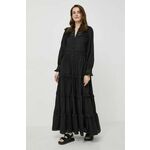 Obleka Ivy Oak črna barva, IO117619 - črna. Obleka iz kolekcije Ivy Oak. Model izdelan iz enobarvne tkanine. Model iz izjemno udobne tkanine z visoko vsebnostjo bombaža.