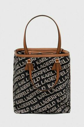 Torbica Karl Lagerfeld črna barva - črna. Velika nakupovalna torbica iz kolekcije Karl Lagerfeld. Model brez zapenjanja