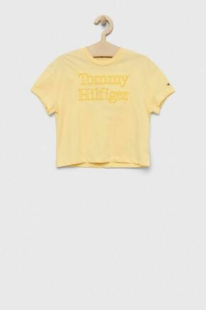 Otroška kratka majica Tommy Hilfiger rumena barva - rumena. Otroške kratka majica iz kolekcije Tommy Hilfiger. Model izdelan iz tanke