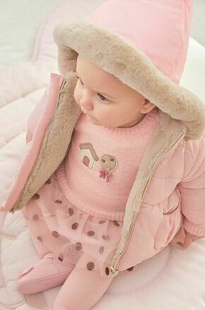 Obojestranska jakna za dojenčke Mayoral Newborn roza barva - roza. Jakna za dojenčka iz kolekcije Mayoral Newborn. Podložen model izdelan iz kombinacije različnih materialov. Izdelek s posebnim dizajnom