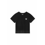 Otroška kratka majica Dkny črna barva - črna. Otroške kratka majica iz kolekcije Dkny. Model izdelan iz udobne pletenine.