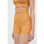Kratke hlače Guess ženski, oranžna barva - oranžna. Kratke hlače iz kolekcije Guess. Model izdelan iz pletenine. Tanek, gosto pleten material.