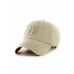 47brand kapa New York Yankees - bež. Kapa s šiltom vrste baseball iz kolekcije 47brand. Model izdelan iz enobarvne tkanine z vstavki.