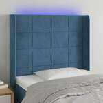 shumee LED posteljno vzglavje temno modro 103x16x118/128 cm žamet