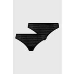 Tangice Emporio Armani Underwear 2-pack črna barva - črna. Tangice iz kolekcije Emporio Armani Underwear. Model izdelan iz trasparentnega materiala. V kompletu sta dva para.