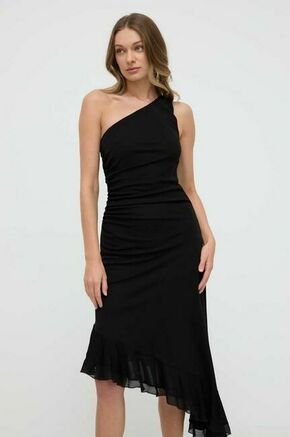 Obleka Twinset črna barva - črna. Obleka iz kolekcije Twinset. Model izdelan iz enobarvne tkanine. Model iz izjemno udobnega
