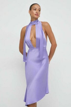 Obleka Elisabetta Franchi vijolična barva - vijolična. Obleka iz kolekcije Elisabetta Franchi. Model izdelan iz enobarvnega materiala. Model iz izjemno udobne