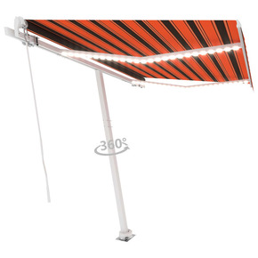 Shumee Ročno zložljiva tenda z LED 300x250 cm oranžna in rjava