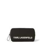 Kozmetična torbica Karl Lagerfeld črna barva - črna. Toaletna torbica iz kolekcije Karl Lagerfeld. Model izdelan iz kombinacije tekstila in sintetičnega materiala.