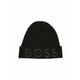 Otroška bombažna kapa BOSS črna barva - črna. Otroški kapa iz kolekcije BOSS. Model izdelan iz pletenine z nalepko.