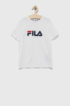 Fila bombažna otroška majica - bela. T-shirt otrocih iz zbirke Fila. Model narejen iz rahlo elastična tkanina.