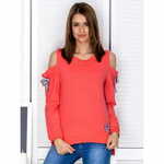 Factoryprice Ženska majica CUT s trakovi v koralni barvi PL-BL-1452.02_261913 S
