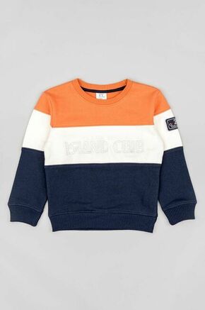 Otroški bombažen pulover zippy oranžna barva - oranžna. Otroški pulover iz kolekcije zippy. Model izdelan iz vzorčaste pletenine.