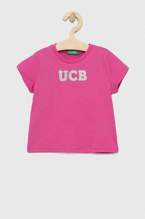 Otroška bombažna kratka majica United Colors of Benetton vijolična barva - vijolična. Otroški kratka majica iz kolekcije United Colors of Benetton. Model izdelan iz pletenine s potiskom.