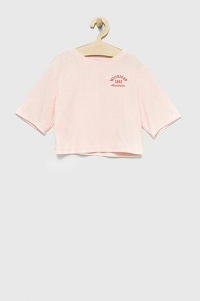 Otroški t-shirt Kids Only roza barva - roza. Otroški Ohlapen T-shirt iz kolekcije Kids Only. Model izdelan iz tanke