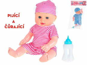 WEBHIDDENBRAND Dojenček 29 cm s stekleničko za pitje in uriniranje - mešanica barv (modra