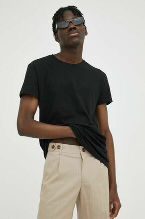 Bombažna kratka majica Samsoe Samsoe črna barva - črna. Lahkotna kratka majica iz kolekcije Samsoe Samsoe