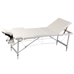 vidaXL Sklopivi masažni stol s aluminijskim okvirom, 3 zone, bež