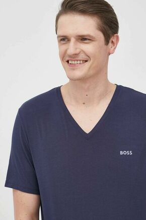 BOSS kratka majica - mornarsko modra. Kratka majica iz kolekcije BOSS. Model izdelan iz tanke