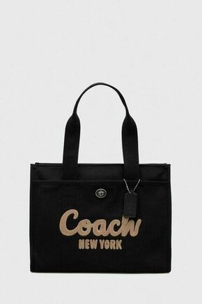 Torbica Coach črna barva - črna. Velika nakupovalna torbica iz kolekcije Coach. Model na zapenjanje