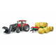 Bruder Case IH Optum CVX traktor s sprednjo nakladalko in prikolico (03198)