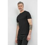 Bombažna kratka majica Guess črna barva - črna. Lahkotna kratka majica iz kolekcije Guess. Model izdelan iz tanke, elastične pletenine.